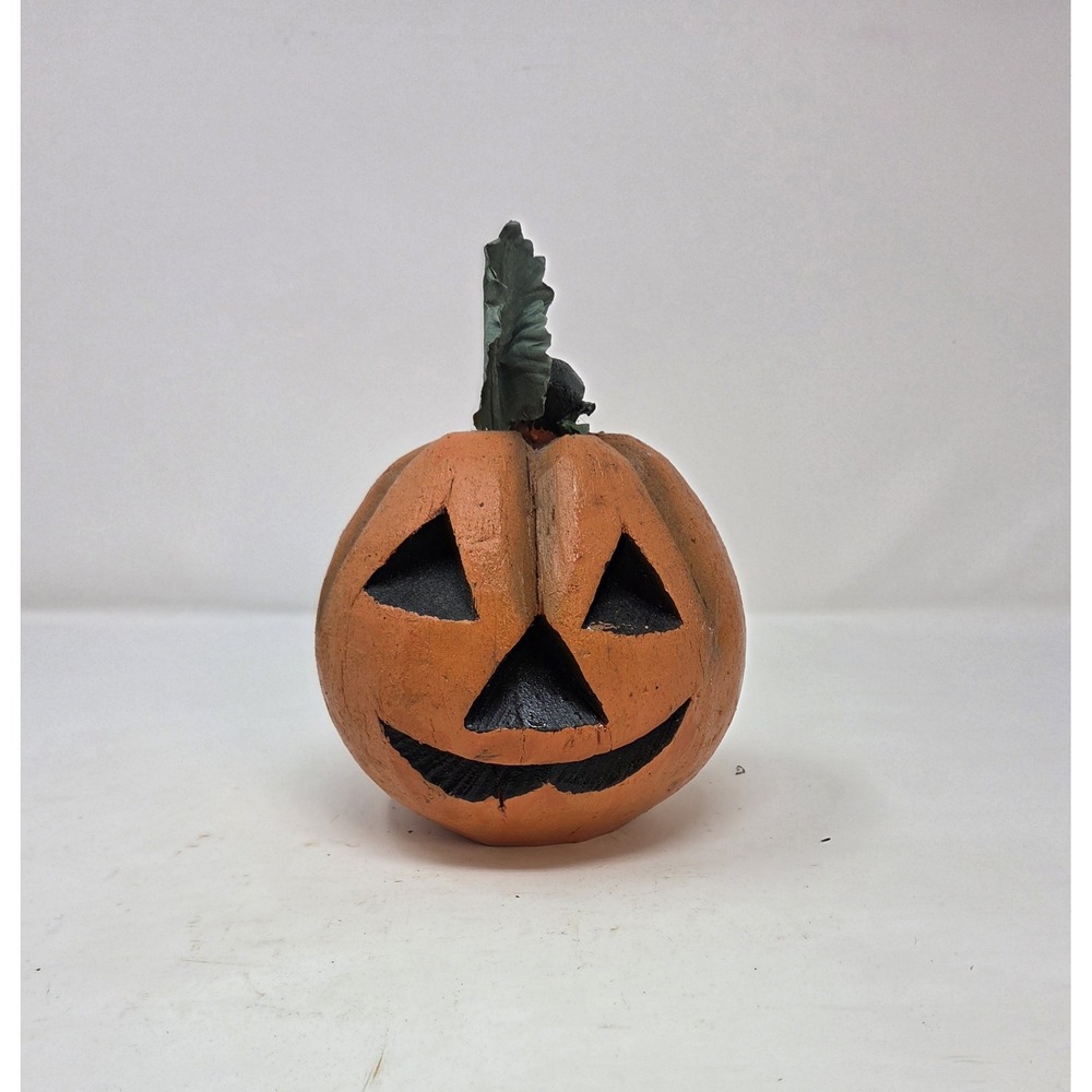 Vintage Pulp Composition Jack-O-Lantern Halloween Pumpkin Decor Figure 7in